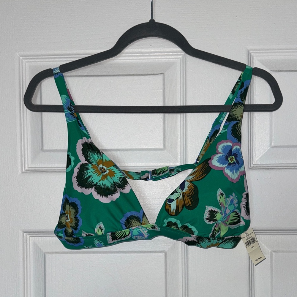 Aerie Green Floral Bikini Top